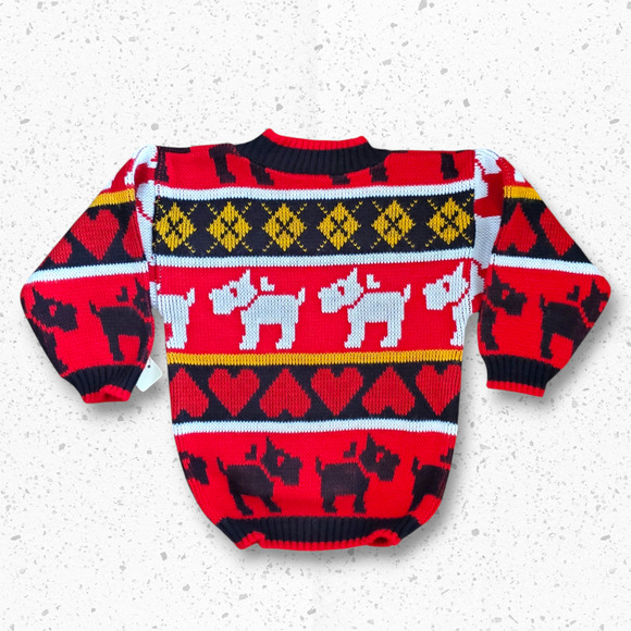 Rare VTG 90s Honors Scotty Dog & Hearts Knit Sweater Sz Small by Honors - Picture 2 of 5